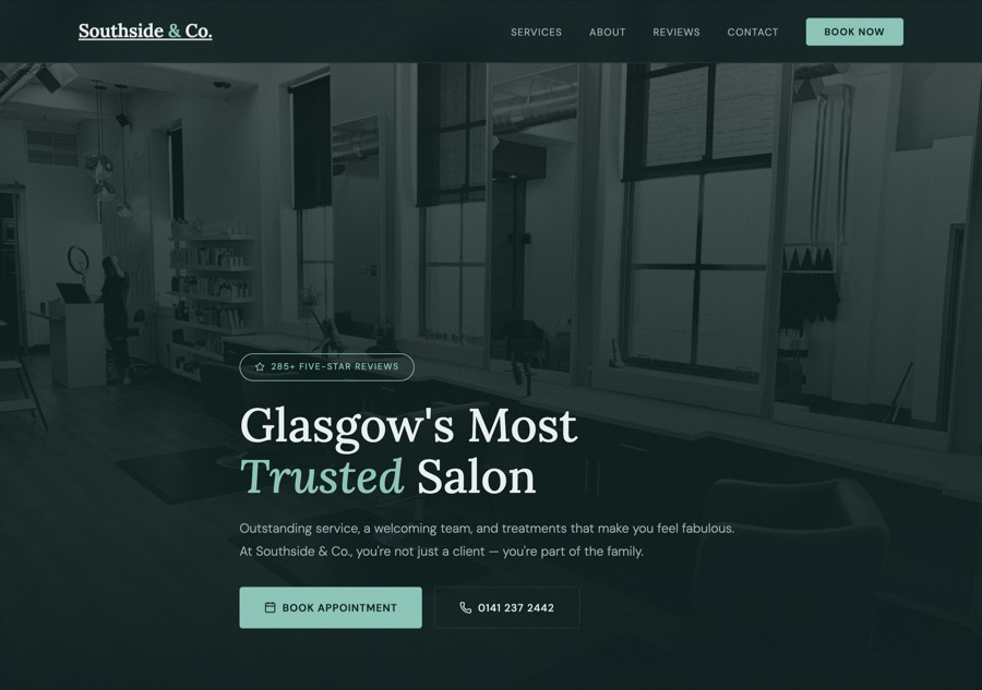 Southside and Co aesthetics clinic website built by BlueCat Media